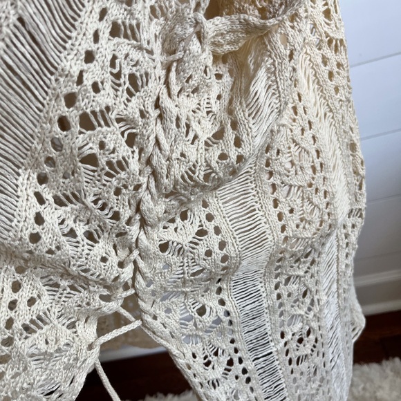 Crochet Knitted Tassel Tie Kimono Cover Up One Size - Picture 3 of 4